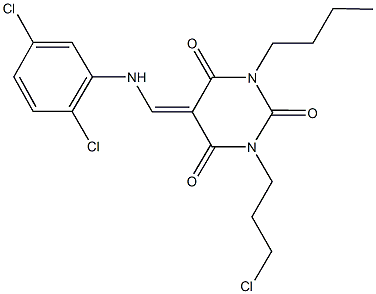 1-butyl-3-(3-chloropropyl)-5-[(2,5-dichloroanilino)methylene]-2,4,6(1H,3H,5H)-pyrimidinetrione 化学構造式