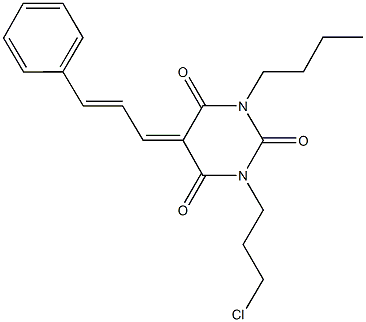 1-butyl-3-(3-chloropropyl)-5-(3-phenyl-2-propenylidene)-2,4,6(1H,3H,5H)-pyrimidinetrione Struktur