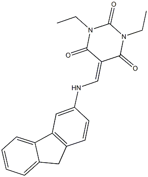 1,3-diethyl-5-[(9H-fluoren-3-ylamino)methylene]pyrimidine-2,4,6(1H,3H,5H)-trione Struktur