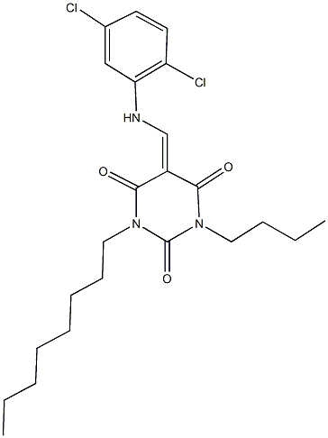 1-butyl-5-[(2,5-dichloroanilino)methylene]-3-octyl-2,4,6(1H,3H,5H)-pyrimidinetrione,444793-99-1,结构式
