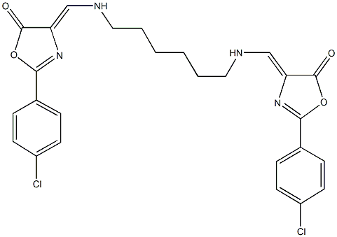 444794-04-1 2-(4-chlorophenyl)-4-{[(6-{[(2-(4-chlorophenyl)-5-oxo-1,3-oxazol-4(5H)-ylidene)methyl]amino}hexyl)amino]methylene}-1,3-oxazol-5(4H)-one