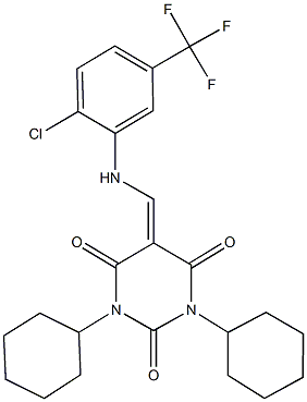 5-{[2-chloro-5-(trifluoromethyl)anilino]methylene}-1,3-dicyclohexylpyrimidine-2,4,6(1H,3H,5H)-trione,444794-17-6,结构式