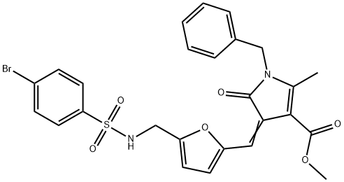 methyl 1-benzyl-4-{[5-({[(4-bromophenyl)sulfonyl]amino}methyl)-2-furyl]methylene}-2-methyl-5-oxo-4,5-dihydro-1H-pyrrole-3-carboxylate Structure