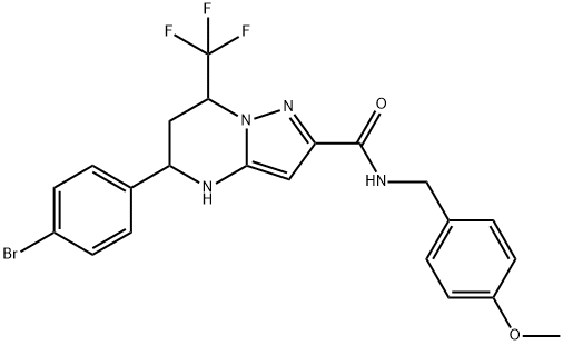 5-(4-bromophenyl)-N-(4-methoxybenzyl)-7-(trifluoromethyl)-4,5,6,7-tetrahydropyrazolo[1,5-a]pyrimidine-2-carboxamide 结构式