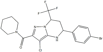 5-(4-bromophenyl)-3-chloro-2-(1-piperidinylcarbonyl)-7-(trifluoromethyl)-4,5,6,7-tetrahydropyrazolo[1,5-a]pyrimidine,444905-04-8,结构式