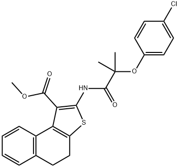 methyl 2-{[2-(4-chlorophenoxy)-2-methylpropanoyl]amino}-4,5-dihydronaphtho[2,1-b]thiophene-1-carboxylate 化学構造式