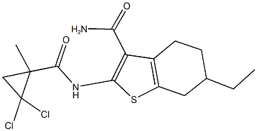 2-{[(2,2-dichloro-1-methylcyclopropyl)carbonyl]amino}-6-ethyl-4,5,6,7-tetrahydro-1-benzothiophene-3-carboxamide,444905-55-9,结构式