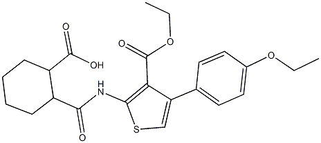 2-({[3-(ethoxycarbonyl)-4-(4-ethoxyphenyl)-2-thienyl]amino}carbonyl)cyclohexanecarboxylic acid Structure