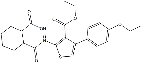 2-({[3-(ethoxycarbonyl)-4-(4-ethoxyphenyl)-2-thienyl]amino}carbonyl)cyclohexanecarboxylic acid 结构式