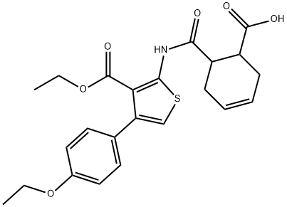 6-({[3-(ethoxycarbonyl)-4-(4-ethoxyphenyl)-2-thienyl]amino}carbonyl)-3-cyclohexene-1-carboxylic acid Structure