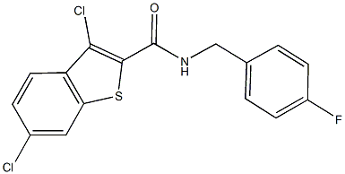 3,6-dichloro-N-(4-fluorobenzyl)-1-benzothiophene-2-carboxamide Struktur