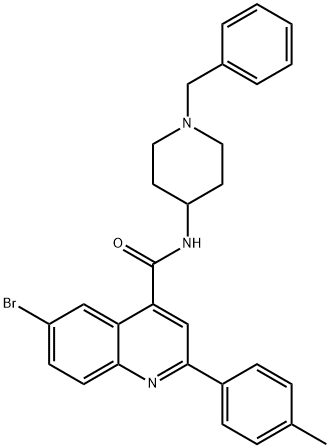 N-(1-benzyl-4-piperidinyl)-6-bromo-2-(4-methylphenyl)-4-quinolinecarboxamide 化学構造式