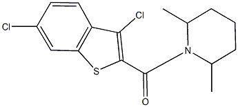 1-[(3,6-dichloro-1-benzothien-2-yl)carbonyl]-2,6-dimethylpiperidine 化学構造式