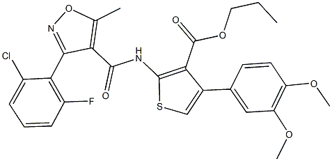 444906-58-5 propyl 2-({[3-(2-chloro-6-fluorophenyl)-5-methyl-4-isoxazolyl]carbonyl}amino)-4-(3,4-dimethoxyphenyl)-3-thiophenecarboxylate