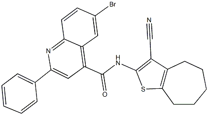6-bromo-N-(3-cyano-5,6,7,8-tetrahydro-4H-cyclohepta[b]thien-2-yl)-2-phenyl-4-quinolinecarboxamide Structure