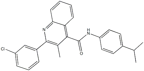 2-(3-chlorophenyl)-N-(4-isopropylphenyl)-3-methyl-4-quinolinecarboxamide 结构式