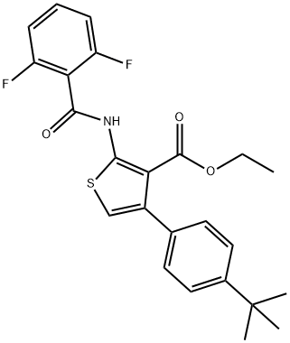 ethyl 4-(4-tert-butylphenyl)-2-[(2,6-difluorobenzoyl)amino]-3-thiophenecarboxylate Struktur