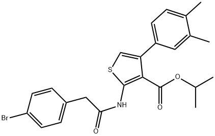 isopropyl 2-{[(4-bromophenyl)acetyl]amino}-4-(3,4-dimethylphenyl)-3-thiophenecarboxylate 结构式