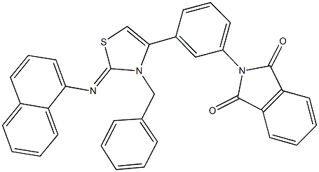 2-{3-[3-benzyl-2-(1-naphthylimino)-2,3-dihydro-1,3-thiazol-4-yl]phenyl}-1H-isoindole-1,3(2H)-dione Struktur