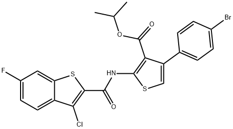 isopropyl 4-(4-bromophenyl)-2-{[(3-chloro-6-fluoro-1-benzothien-2-yl)carbonyl]amino}-3-thiophenecarboxylate 结构式