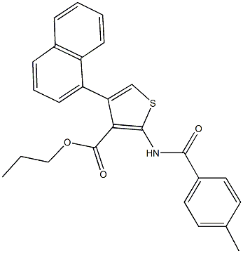 propyl 2-[(4-methylbenzoyl)amino]-4-(1-naphthyl)-3-thiophenecarboxylate Structure