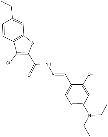 3-chloro-N'-[4-(diethylamino)-2-hydroxybenzylidene]-6-ethyl-1-benzothiophene-2-carbohydrazide 结构式