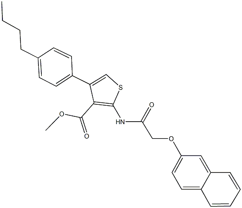 methyl 4-(4-butylphenyl)-2-{[(2-naphthyloxy)acetyl]amino}-3-thiophenecarboxylate Structure