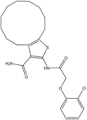 2-{[(2-chlorophenoxy)acetyl]amino}-4,5,6,7,8,9,10,11,12,13-decahydrocyclododeca[b]thiophene-3-carboxamide,444909-25-5,结构式