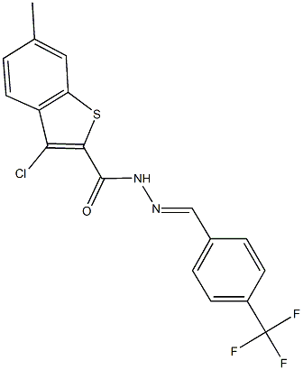3-chloro-6-methyl-N'-[4-(trifluoromethyl)benzylidene]-1-benzothiophene-2-carbohydrazide 化学構造式