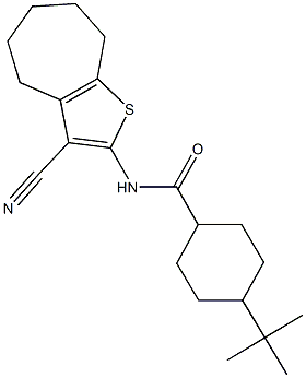 4-tert-butyl-N-(3-cyano-5,6,7,8-tetrahydro-4H-cyclohepta[b]thien-2-yl)cyclohexanecarboxamide,444909-29-9,结构式