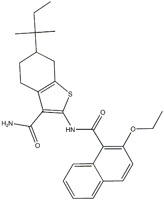 444909-30-2 2-[(2-ethoxy-1-naphthoyl)amino]-6-tert-pentyl-4,5,6,7-tetrahydro-1-benzothiophene-3-carboxamide