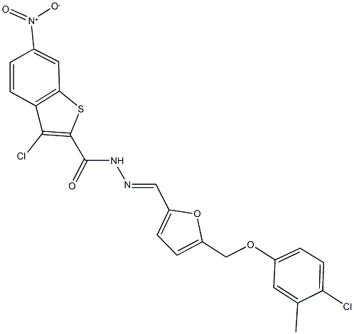 444923-17-5 3-chloro-N'-({5-[(4-chloro-3-methylphenoxy)methyl]-2-furyl}methylene)-6-nitro-1-benzothiophene-2-carbohydrazide