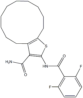 2-[(2,6-difluorobenzoyl)amino]-4,5,6,7,8,9,10,11,12,13-decahydrocyclododeca[b]thiophene-3-carboxamide Structure