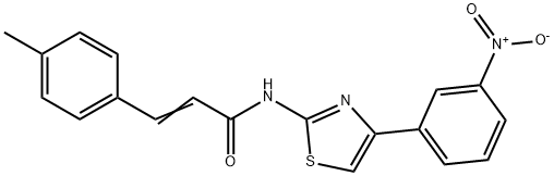 N-(4-{3-nitrophenyl}-1,3-thiazol-2-yl)-3-(4-methylphenyl)acrylamide 化学構造式