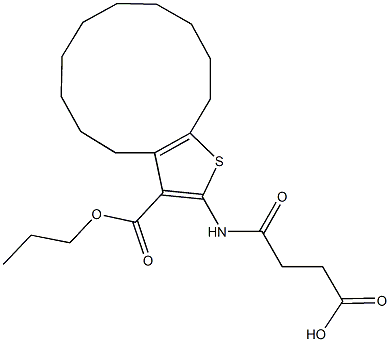 4-oxo-4-{[3-(propoxycarbonyl)-4,5,6,7,8,9,10,11,12,13-decahydrocyclododeca[b]thien-2-yl]amino}butanoic acid Struktur