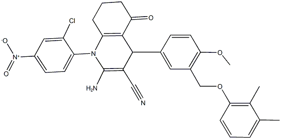 2-amino-1-{2-chloro-4-nitrophenyl}-4-{3-[(2,3-dimethylphenoxy)methyl]-4-methoxyphenyl}-5-oxo-1,4,5,6,7,8-hexahydroquinoline-3-carbonitrile|