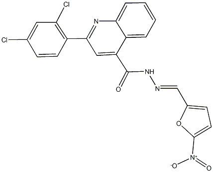 2-(2,4-dichlorophenyl)-N'-({5-nitro-2-furyl}methylene)-4-quinolinecarbohydrazide 化学構造式