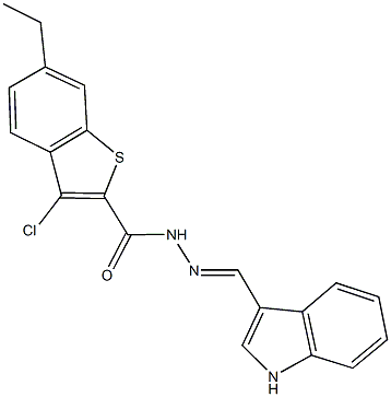 3-chloro-6-ethyl-N'-(1H-indol-3-ylmethylene)-1-benzothiophene-2-carbohydrazide Structure