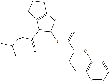 isopropyl 2-[(2-phenoxybutanoyl)amino]-5,6-dihydro-4H-cyclopenta[b]thiophene-3-carboxylate Struktur