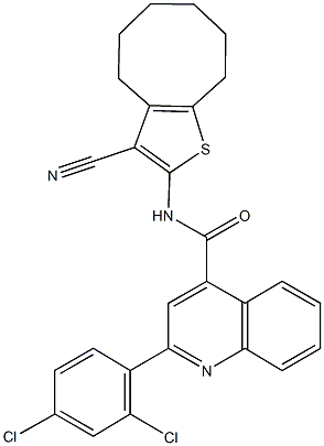 N-(3-cyano-4,5,6,7,8,9-hexahydrocycloocta[b]thien-2-yl)-2-(2,4-dichlorophenyl)quinoline-4-carboxamide Struktur