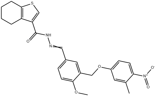 N'-[3-({4-nitro-3-methylphenoxy}methyl)-4-methoxybenzylidene]-4,5,6,7-tetrahydro-1-benzothiophene-3-carbohydrazide,444924-73-6,结构式