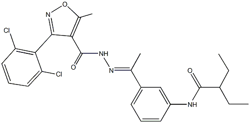 N-[3-(N-{[3-(2,6-dichlorophenyl)-5-methyl-4-isoxazolyl]carbonyl}ethanehydrazonoyl)phenyl]-2-ethylbutanamide Structure