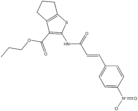 propyl 2-[(3-{4-nitrophenyl}acryloyl)amino]-5,6-dihydro-4H-cyclopenta[b]thiophene-3-carboxylate 结构式