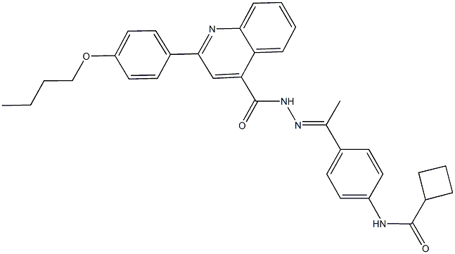 N-[4-(N-{[2-(4-butoxyphenyl)-4-quinolinyl]carbonyl}ethanehydrazonoyl)phenyl]cyclobutanecarboxamide Structure