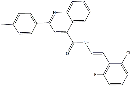 N'-(2-chloro-6-fluorobenzylidene)-2-(4-methylphenyl)-4-quinolinecarbohydrazide 化学構造式