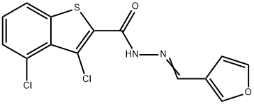 3,4-dichloro-N'-(3-furylmethylene)-1-benzothiophene-2-carbohydrazide Struktur