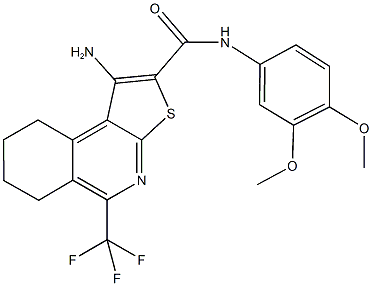 1-amino-N-(3,4-dimethoxyphenyl)-5-(trifluoromethyl)-6,7,8,9-tetrahydrothieno[2,3-c]isoquinoline-2-carboxamide Struktur