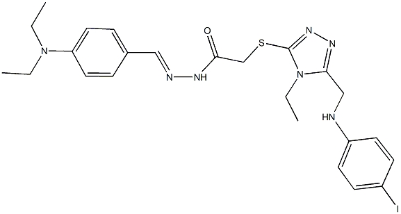 N'-[4-(diethylamino)benzylidene]-2-({4-ethyl-5-[(4-iodoanilino)methyl]-4H-1,2,4-triazol-3-yl}sulfanyl)acetohydrazide 化学構造式