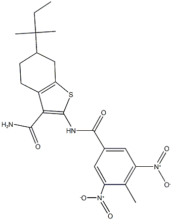 2-({3,5-dinitro-4-methylbenzoyl}amino)-6-tert-pentyl-4,5,6,7-tetrahydro-1-benzothiophene-3-carboxamide|