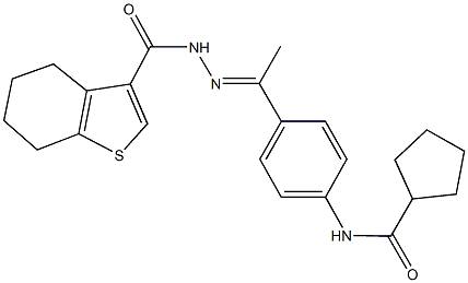 N-{4-[N-(4,5,6,7-tetrahydro-1-benzothien-3-ylcarbonyl)ethanehydrazonoyl]phenyl}cyclopentanecarboxamide 结构式